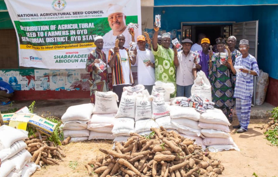 Oyo South Senator, Alli Distributes Seedlings to Farmers